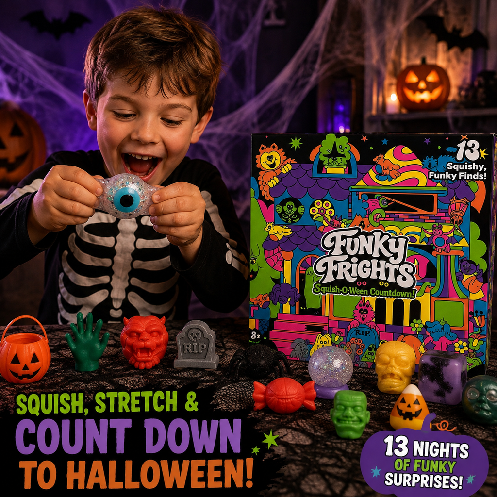 Needoh New Funky Frights Halloween Advent Calendar 13 Days, Spooky Squishy Slow Rise Stress Relief Toys Countdown Gift Box